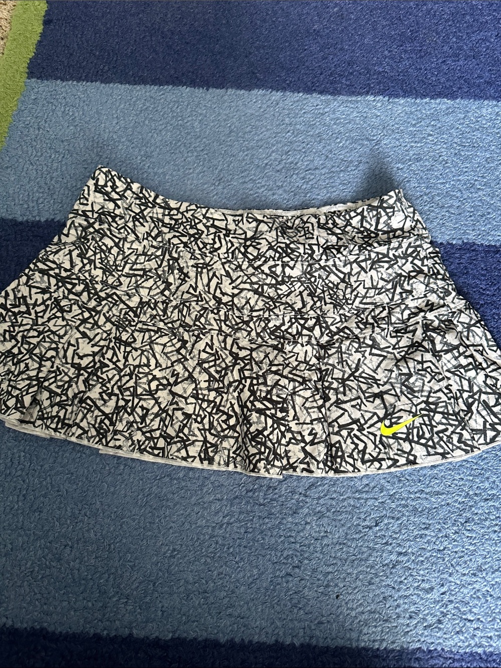 Nike Black & White Patterned Tennis Skirt with Yellow Swoosh